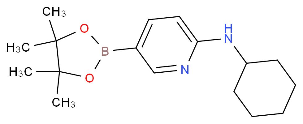 N-cyclohexyl-5-(tetramethyl-1,3,2-dioxaborolan-2-yl)pyridin-2-amine_分子结构_CAS_1073354-34-3