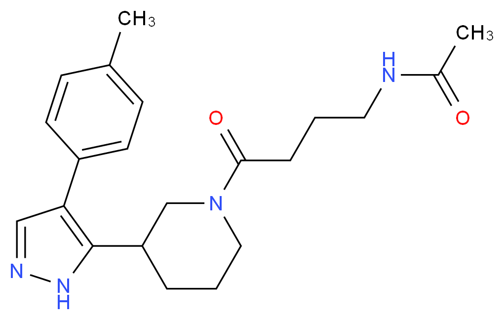 N-(4-{3-[4-(4-methylphenyl)-1H-pyrazol-5-yl]piperidin-1-yl}-4-oxobutyl)acetamide_分子结构_CAS_)