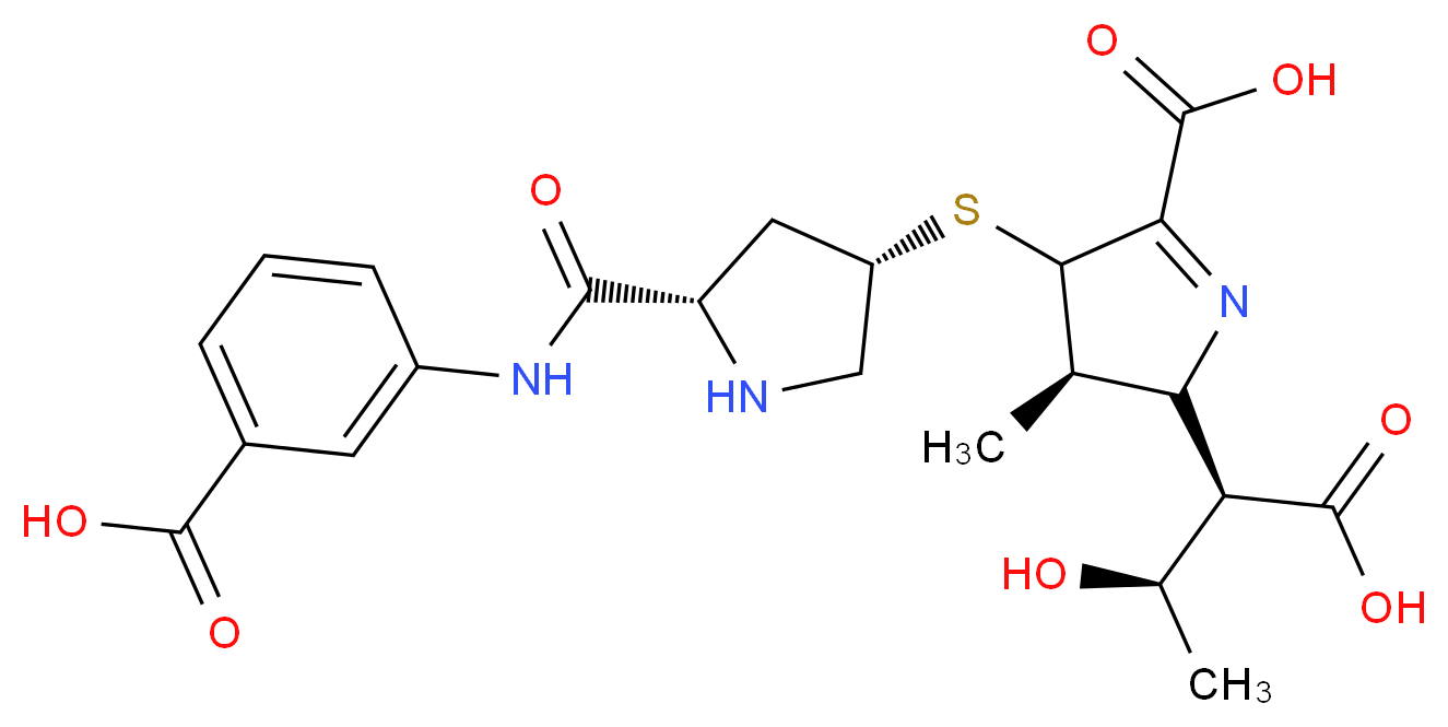 (3R)-2-[(1R,2R)-1-carboxy-2-hydroxypropyl]-4-{[(3S,5S)-5-[(3-carboxyphenyl)carbamoyl]pyrrolidin-3-yl]sulfanyl}-3-methyl-3,4-dihydro-2H-pyrrole-5-carboxylic acid_分子结构_CAS_1150883-75-2