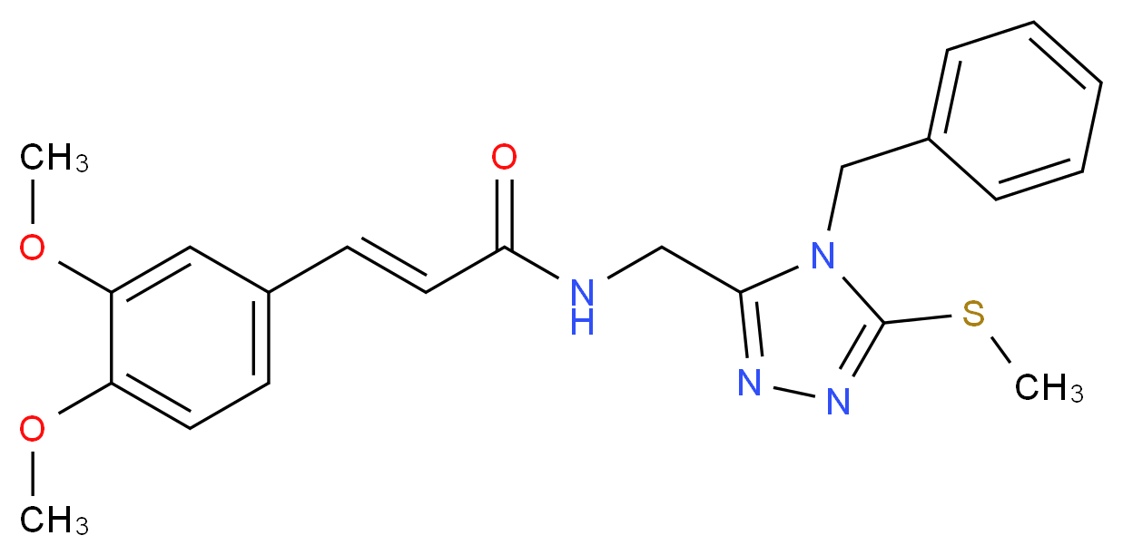 (2E)-N-{[4-benzyl-5-(methylthio)-4H-1,2,4-triazol-3-yl]methyl}-3-(3,4-dimethoxyphenyl)acrylamide_分子结构_CAS_)