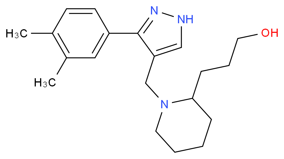 3-(1-{[3-(3,4-dimethylphenyl)-1H-pyrazol-4-yl]methyl}-2-piperidinyl)-1-propanol_分子结构_CAS_)