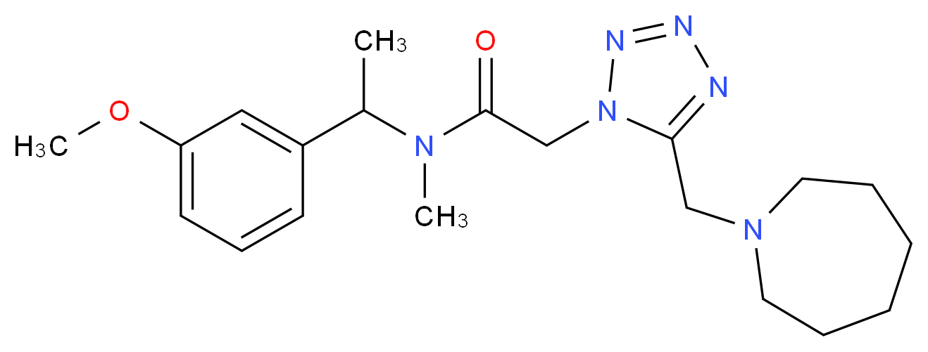 2-[5-(1-azepanylmethyl)-1H-tetrazol-1-yl]-N-[1-(3-methoxyphenyl)ethyl]-N-methylacetamide_分子结构_CAS_)