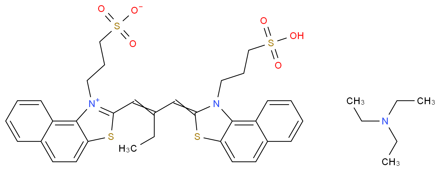 1-(3-sulfonatopropyl)-2-(2-{[1-(3-sulfopropyl)-1H,2H-naphtho[1,2-d][1,3]thiazol-2-ylidene]methyl}but-1-en-1-yl)naphtho[1,2-d][1,3]thiazol-1-ium; triethylamine_分子结构_CAS_23216-67-3