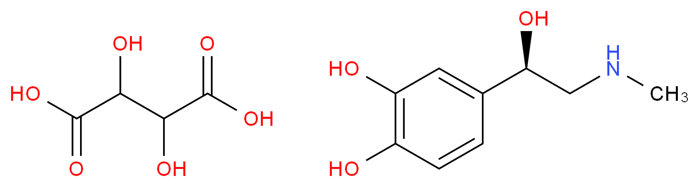 2,3-dihydroxybutanedioic acid; 4-[(1R)-1-hydroxy-2-(methylamino)ethyl]benzene-1,2-diol_分子结构_CAS_51-42-3