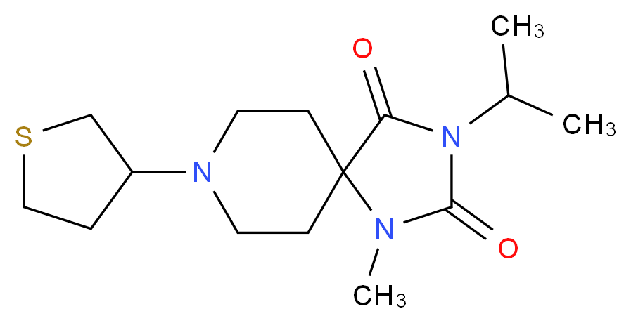 3-isopropyl-1-methyl-8-(tetrahydro-3-thienyl)-1,3,8-triazaspiro[4.5]decane-2,4-dione_分子结构_CAS_)