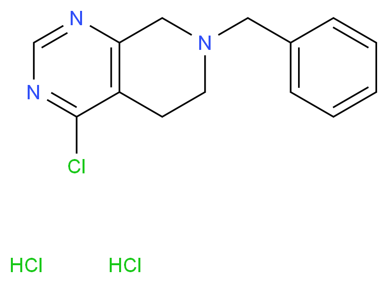 7-benzyl-4-chloro-5H,6H,7H,8H-pyrido[3,4-d]pyrimidine dihydrochloride_分子结构_CAS_1255099-37-6