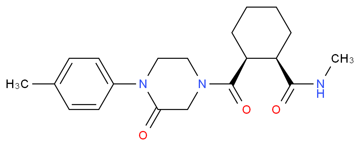 (1R*,2S*)-N-methyl-2-{[4-(4-methylphenyl)-3-oxo-1-piperazinyl]carbonyl}cyclohexanecarboxamide_分子结构_CAS_)