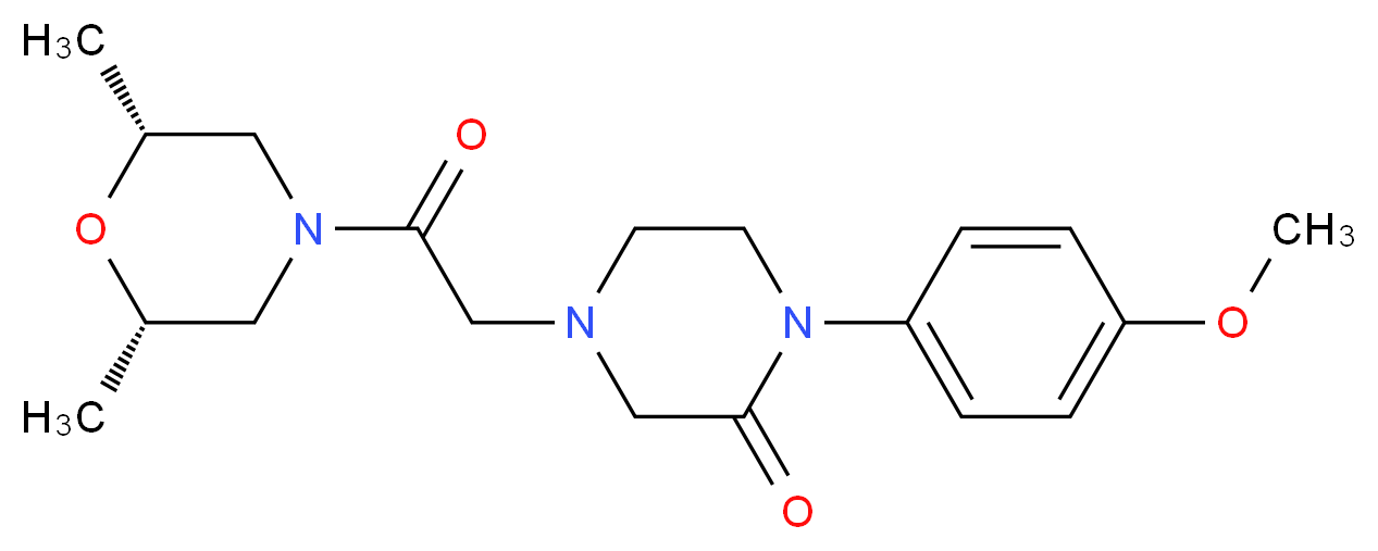4-{2-[(2R*,6S*)-2,6-dimethyl-4-morpholinyl]-2-oxoethyl}-1-(4-methoxyphenyl)-2-piperazinone_分子结构_CAS_)