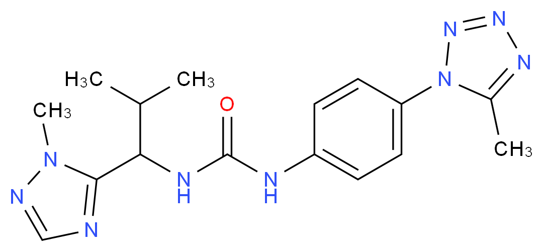 N-[2-methyl-1-(1-methyl-1H-1,2,4-triazol-5-yl)propyl]-N'-[4-(5-methyl-1H-tetrazol-1-yl)phenyl]urea_分子结构_CAS_)
