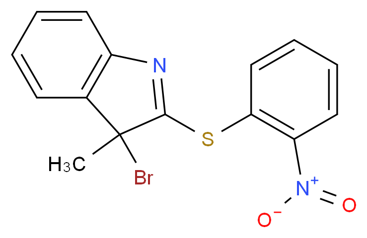 3-bromo-3-methyl-2-[(2-nitrophenyl)sulfanyl]-3H-indole_分子结构_CAS_27933-36-4