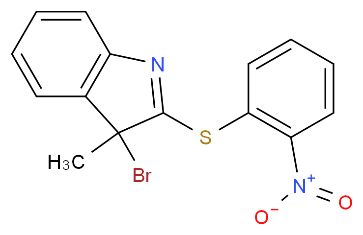 3-Bromo-3-methyl-2-(2-nitrophenylthio)-3H-indole_分子结构_CAS_27933-36-4)