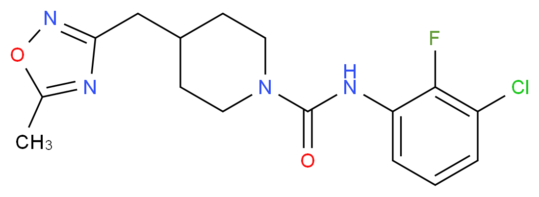 N-(3-chloro-2-fluorophenyl)-4-[(5-methyl-1,2,4-oxadiazol-3-yl)methyl]piperidine-1-carboxamide_分子结构_CAS_)