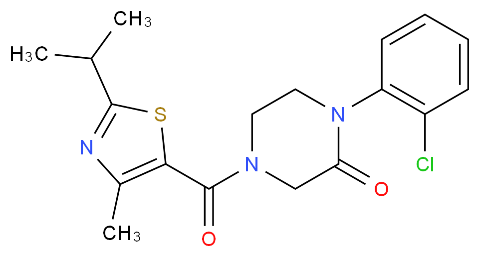 1-(2-chlorophenyl)-4-[(2-isopropyl-4-methyl-1,3-thiazol-5-yl)carbonyl]-2-piperazinone_分子结构_CAS_)