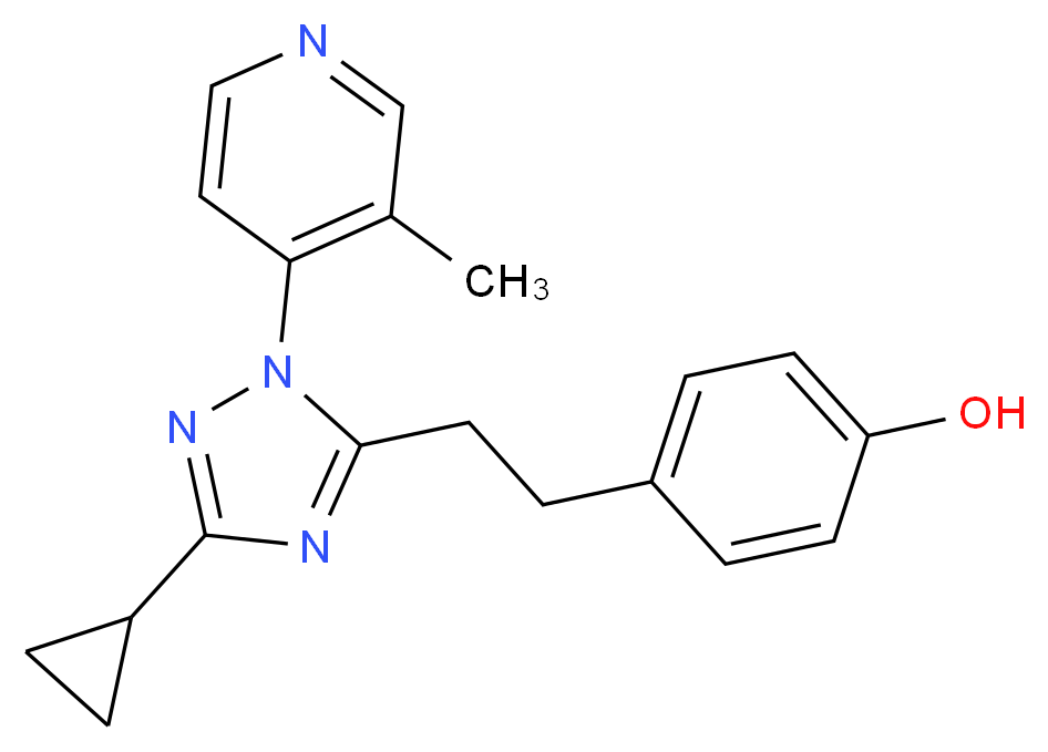 4-{2-[3-cyclopropyl-1-(3-methylpyridin-4-yl)-1H-1,2,4-triazol-5-yl]ethyl}phenol_分子结构_CAS_)