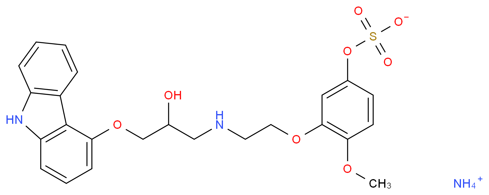 5'-Hydroxyphenyl Carvedilol Sulfate Ammonium Salt_分子结构_CAS_142227-53-0)