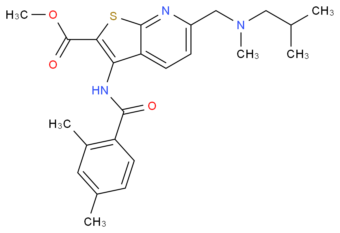 methyl 3-[(2,4-dimethylbenzoyl)amino]-6-{[isobutyl(methyl)amino]methyl}thieno[2,3-b]pyridine-2-carboxylate_分子结构_CAS_)