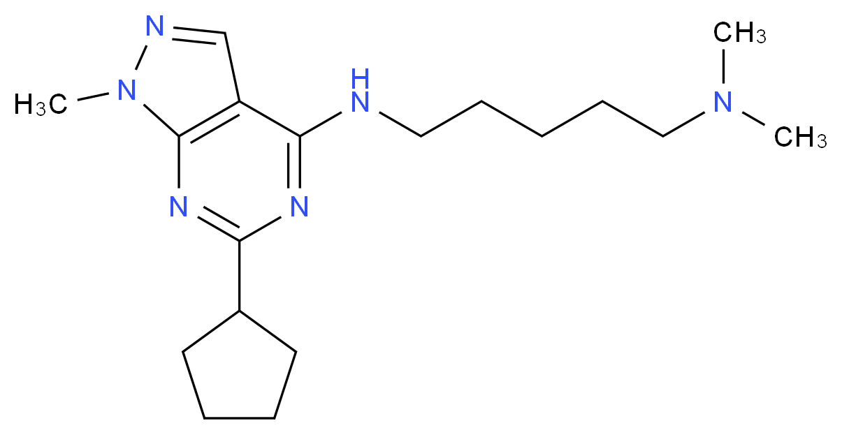 (6-cyclopentyl-1-methyl-1H-pyrazolo[3,4-d]pyrimidin-4-yl)[5-(dimethylamino)pentyl]amine_分子结构_CAS_)