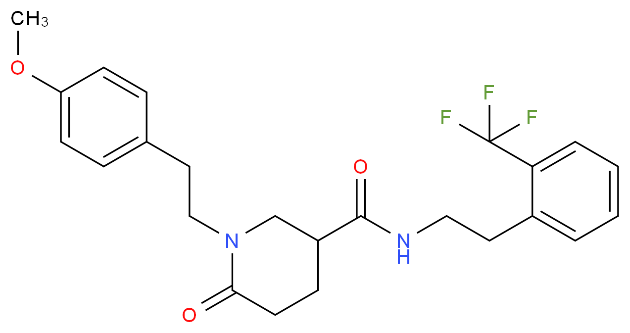 1-[2-(4-methoxyphenyl)ethyl]-6-oxo-N-{2-[2-(trifluoromethyl)phenyl]ethyl}-3-piperidinecarboxamide_分子结构_CAS_)