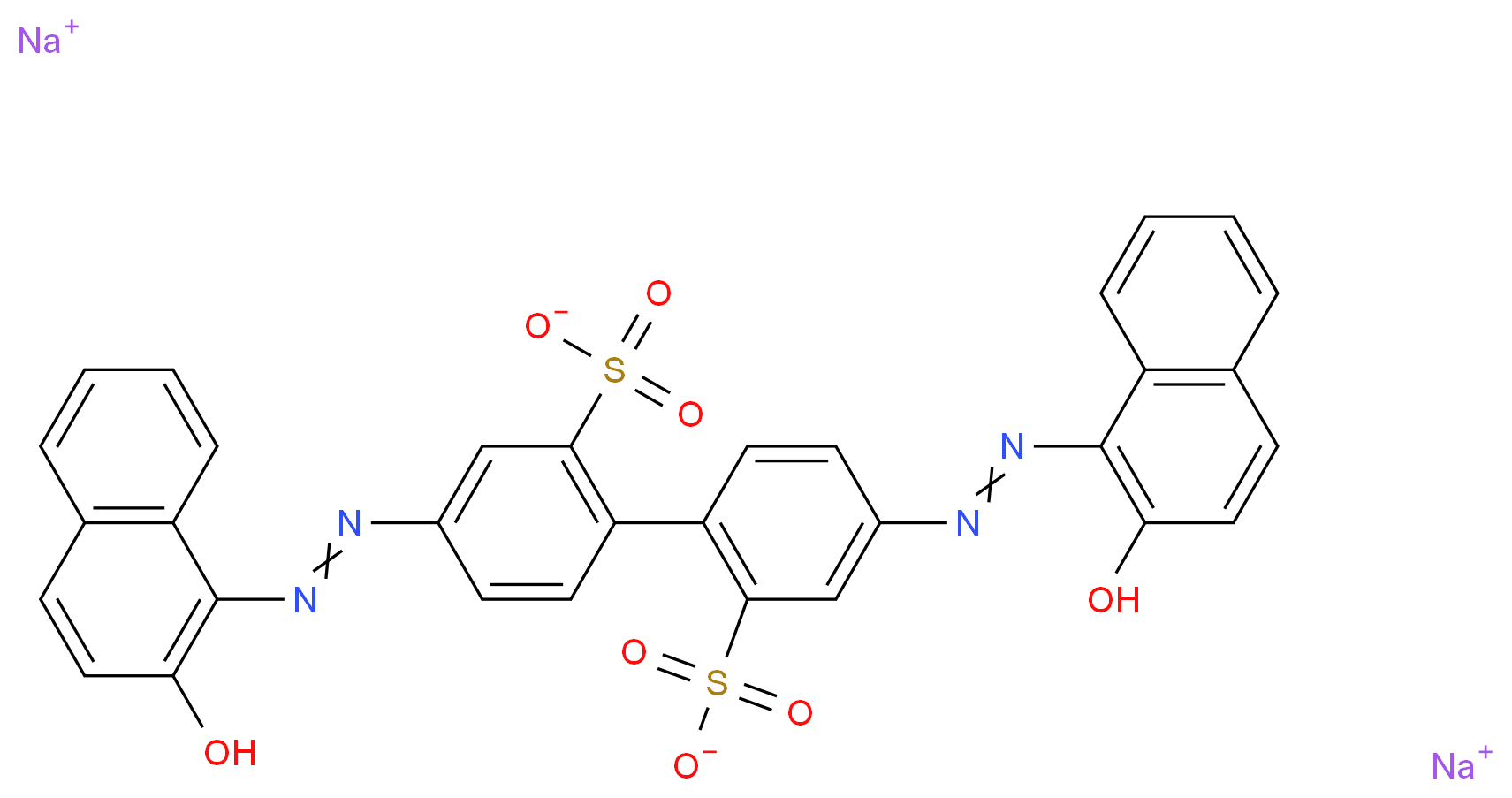 disodium 5-[2-(2-hydroxynaphthalen-1-yl)diazen-1-yl]-2-{4-[2-(2-hydroxynaphthalen-1-yl)diazen-1-yl]-2-sulfonatophenyl}benzene-1-sulfonate_分子结构_CAS_10169-02-5