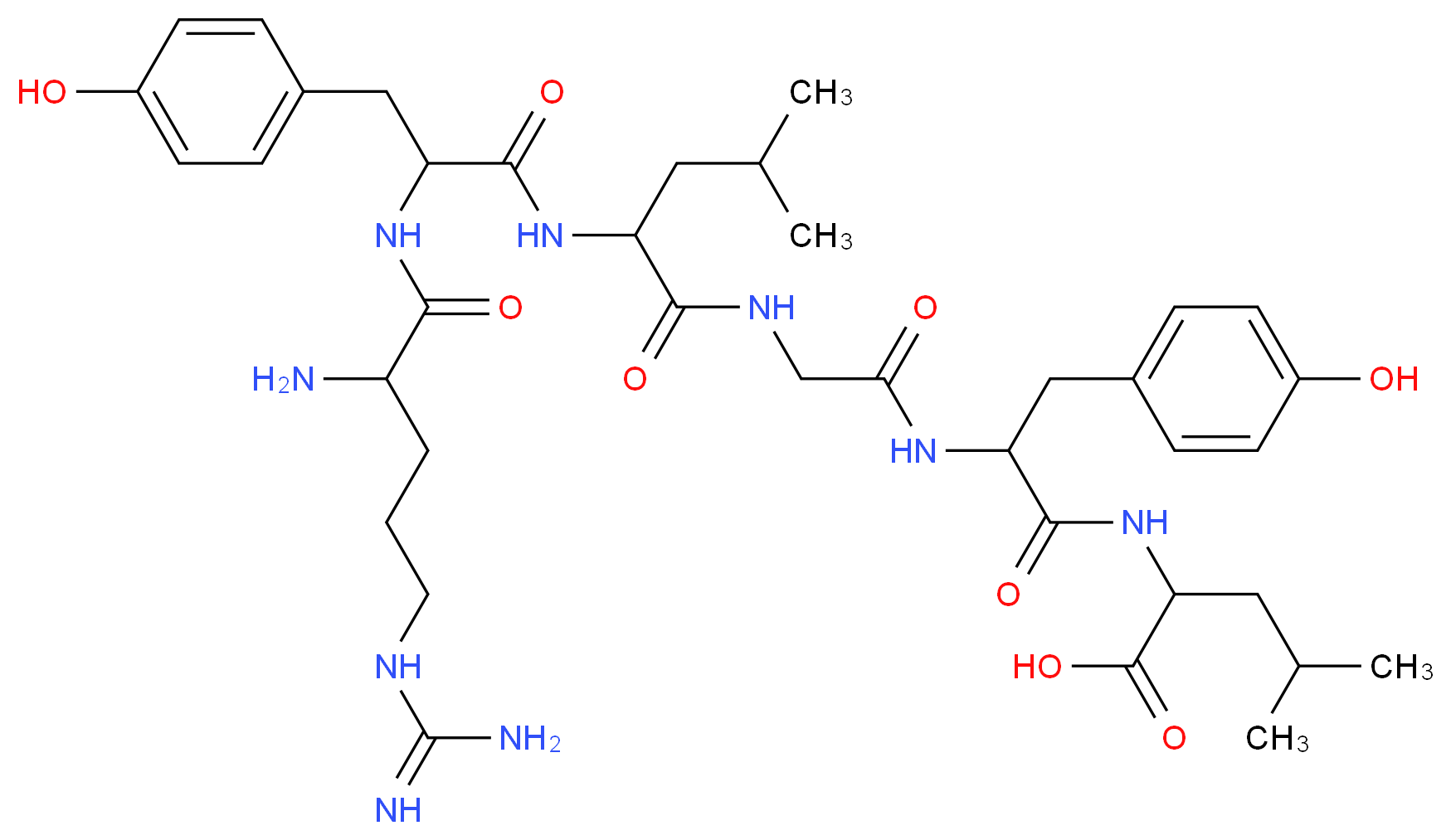 2-[2-(2-{2-[2-(2-amino-5-carbamimidamidopentanamido)-3-(4-hydroxyphenyl)propanamido]-4-methylpentanamido}acetamido)-3-(4-hydroxyphenyl)propanamido]-4-methylpentanoic acid_分子结构_CAS_83471-50-5