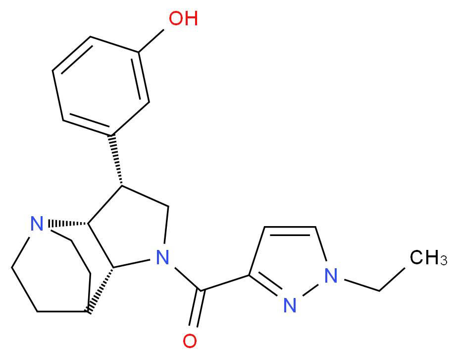 3-{(3R*,3aR*,7aR*)-1-[(1-ethyl-1H-pyrazol-3-yl)carbonyl]octahydro-4,7-ethanopyrrolo[3,2-b]pyridin-3-yl}phenol_分子结构_CAS_)