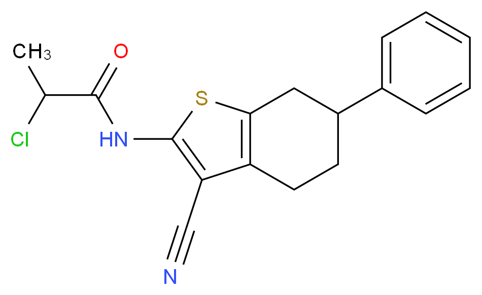 2-Chloro-N-(3-cyano-6-phenyl-4,5,6,7-tetrahydro-1-benzothien-2-yl)propanamide_分子结构_CAS_)