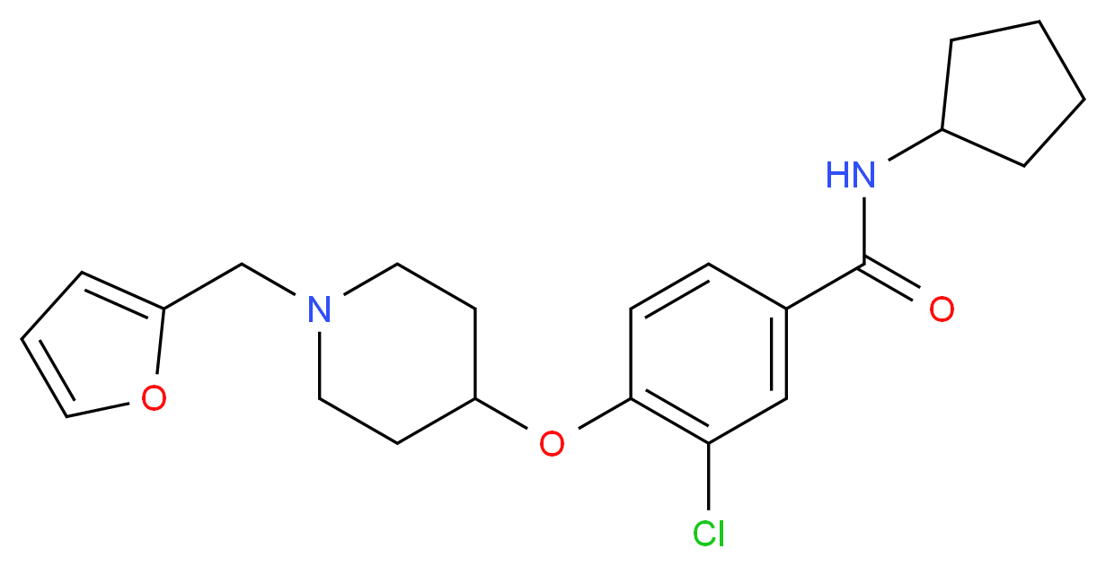 3-chloro-N-cyclopentyl-4-{[1-(2-furylmethyl)-4-piperidinyl]oxy}benzamide_分子结构_CAS_)