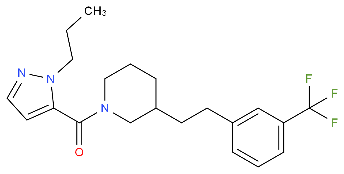 1-[(1-propyl-1H-pyrazol-5-yl)carbonyl]-3-{2-[3-(trifluoromethyl)phenyl]ethyl}piperidine_分子结构_CAS_)