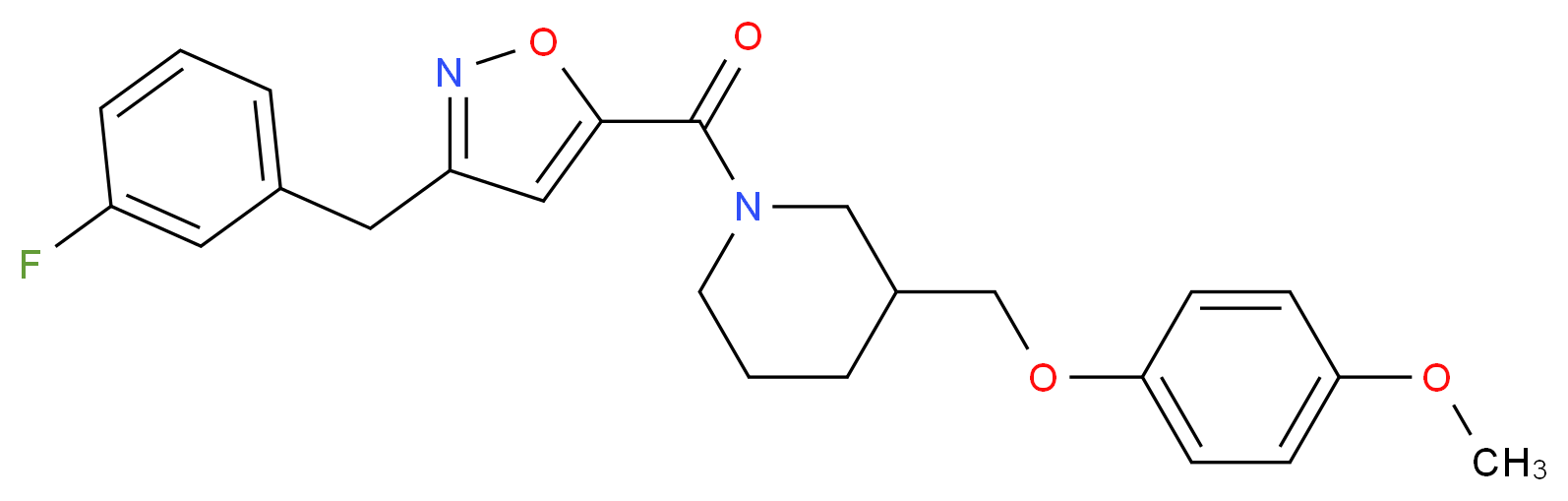 1-{[3-(3-fluorobenzyl)-5-isoxazolyl]carbonyl}-3-[(4-methoxyphenoxy)methyl]piperidine_分子结构_CAS_)