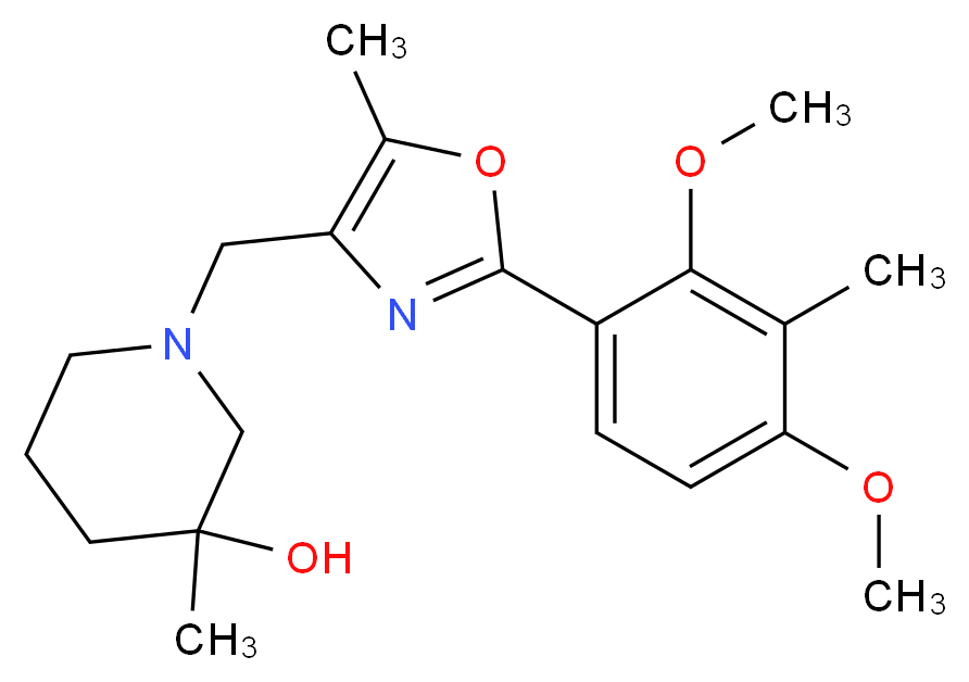 1-{[2-(2,4-dimethoxy-3-methylphenyl)-5-methyl-1,3-oxazol-4-yl]methyl}-3-methylpiperidin-3-ol_分子结构_CAS_)