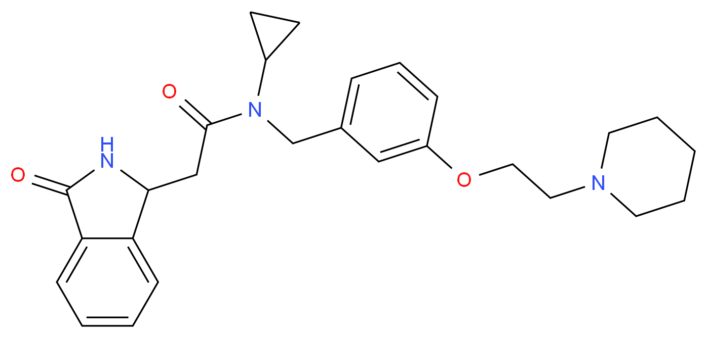 N-cyclopropyl-2-(3-oxo-2,3-dihydro-1H-isoindol-1-yl)-N-{3-[2-(1-piperidinyl)ethoxy]benzyl}acetamide_分子结构_CAS_)