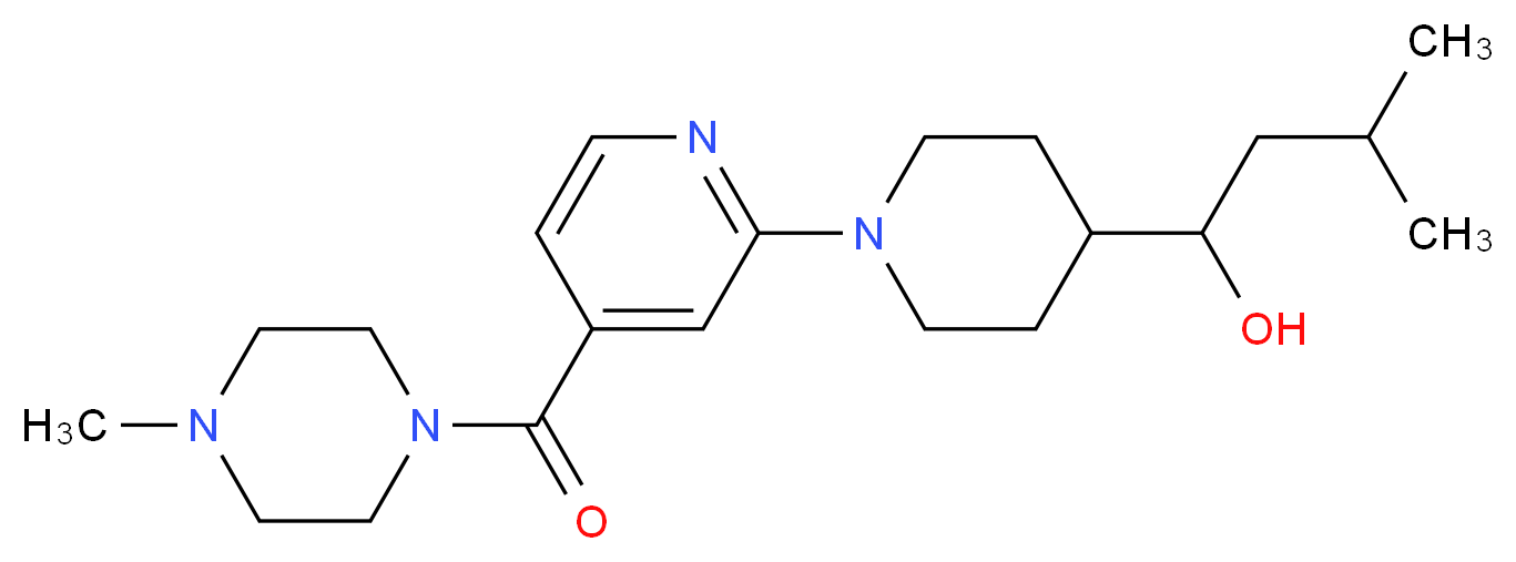 3-methyl-1-(1-{4-[(4-methyl-1-piperazinyl)carbonyl]-2-pyridinyl}-4-piperidinyl)-1-butanol_分子结构_CAS_)