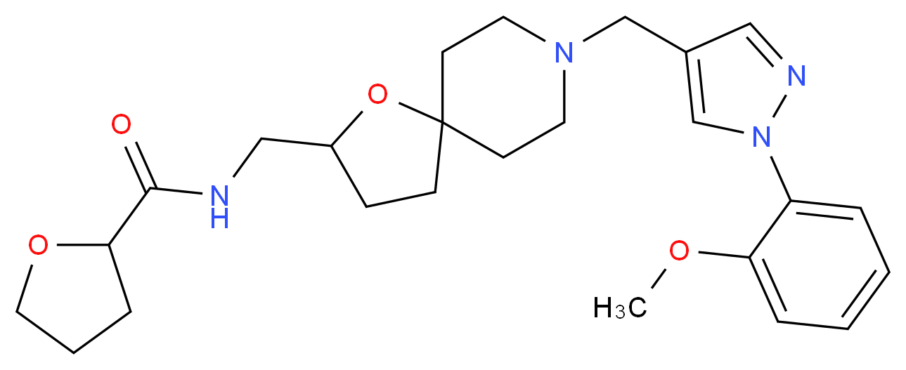 N-[(8-{[1-(2-methoxyphenyl)-1H-pyrazol-4-yl]methyl}-1-oxa-8-azaspiro[4.5]dec-2-yl)methyl]tetrahydro-2-furancarboxamide_分子结构_CAS_)