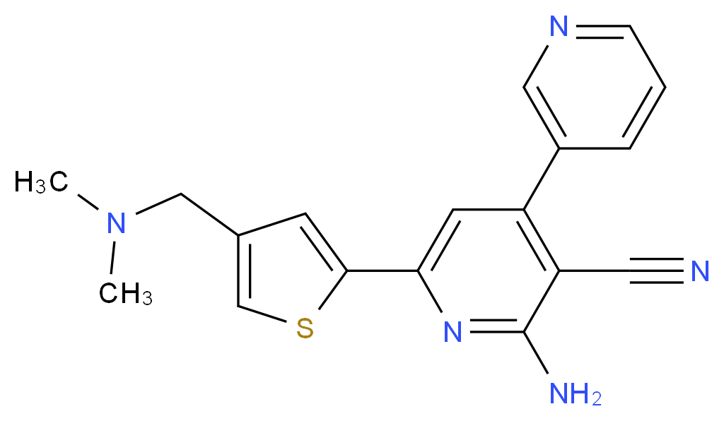 2'-amino-6'-{4-[(dimethylamino)methyl]-2-thienyl}-3,4'-bipyridine-3'-carbonitrile_分子结构_CAS_)