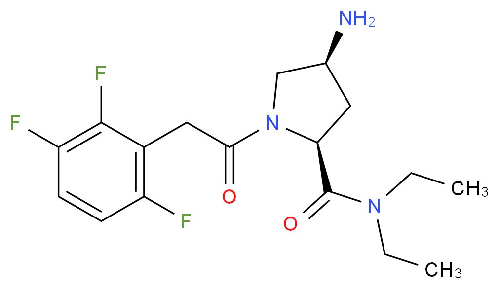 (2S,4S)-4-amino-N,N-diethyl-1-[(2,3,6-trifluorophenyl)acetyl]pyrrolidine-2-carboxamide_分子结构_CAS_)