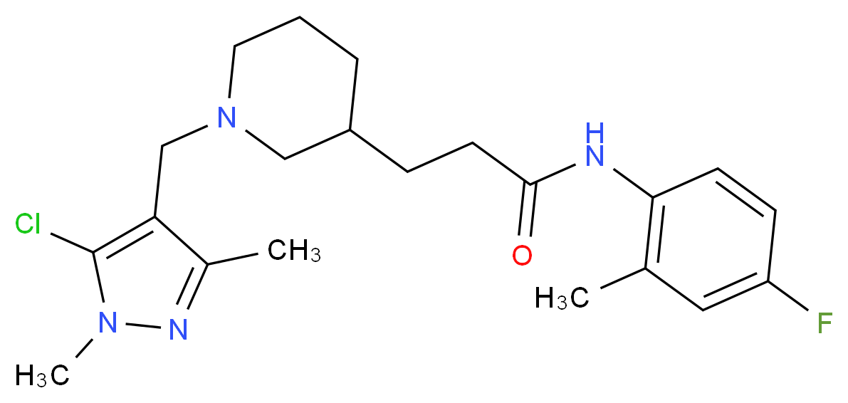3-{1-[(5-chloro-1,3-dimethyl-1H-pyrazol-4-yl)methyl]-3-piperidinyl}-N-(4-fluoro-2-methylphenyl)propanamide_分子结构_CAS_)