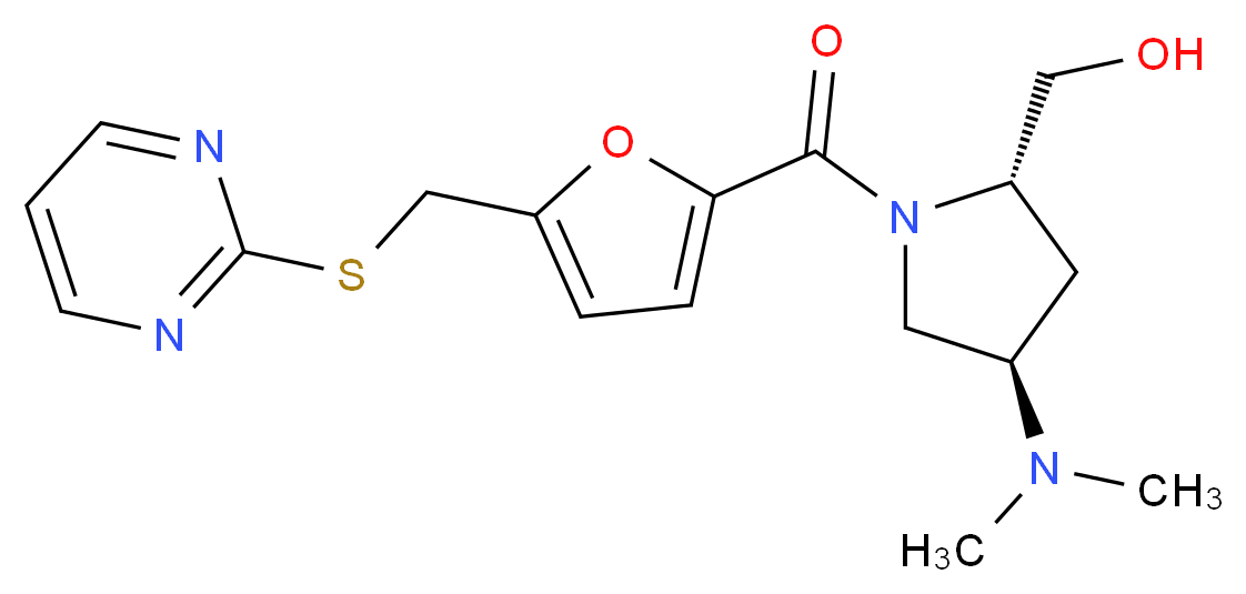((2S,4R)-4-(dimethylamino)-1-{5-[(pyrimidin-2-ylthio)methyl]-2-furoyl}pyrrolidin-2-yl)methanol_分子结构_CAS_)