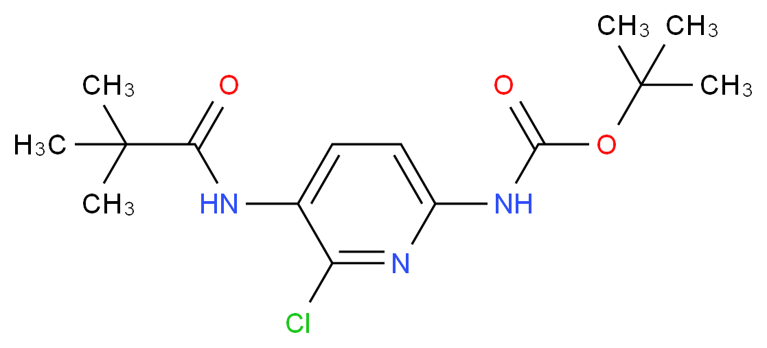 tert-butyl N-[6-chloro-5-(2,2-dimethylpropanamido)pyridin-2-yl]carbamate_分子结构_CAS_1142192-09-3