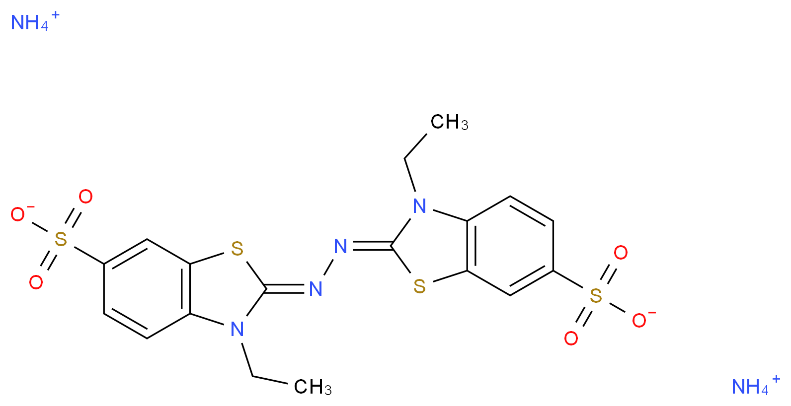 2,2′-Azino-bis(3-ethylbenzothiazoline-6-sulfonic acid) 二铵盐_分子结构_CAS_30931-67-0)