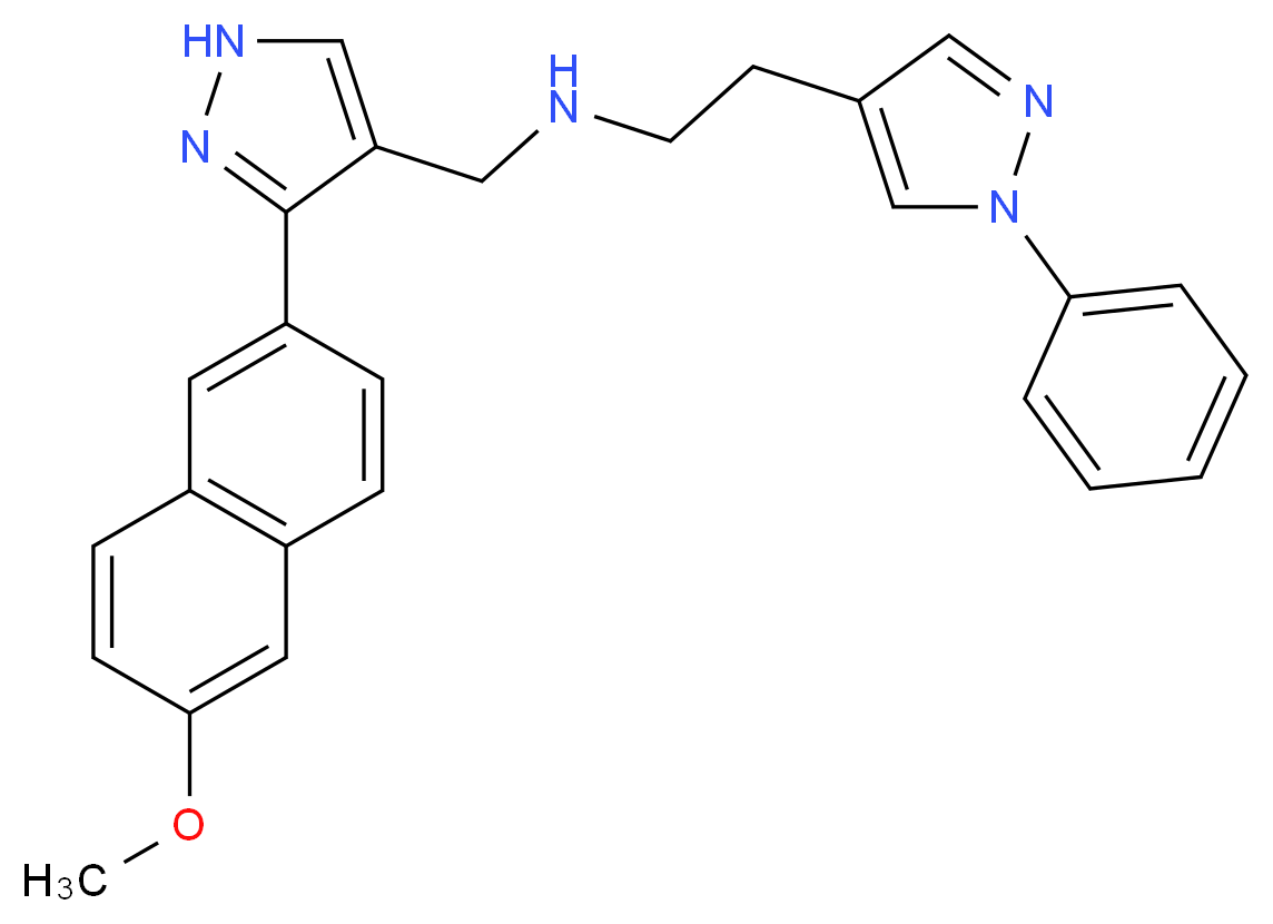 N-{[3-(6-methoxy-2-naphthyl)-1H-pyrazol-4-yl]methyl}-2-(1-phenyl-1H-pyrazol-4-yl)ethanamine_分子结构_CAS_)