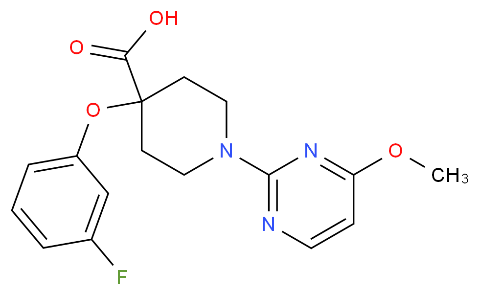 4-(3-fluorophenoxy)-1-(4-methoxypyrimidin-2-yl)piperidine-4-carboxylic acid_分子结构_CAS_)
