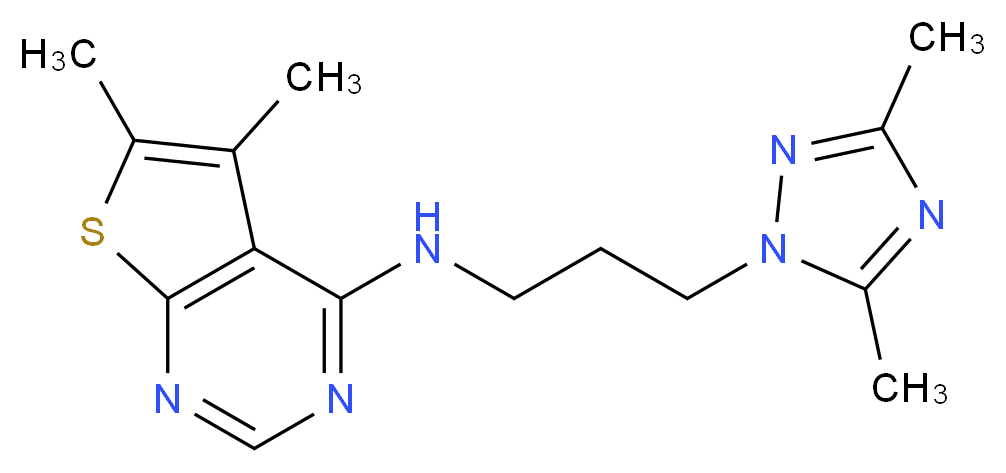N-[3-(3,5-dimethyl-1H-1,2,4-triazol-1-yl)propyl]-5,6-dimethylthieno[2,3-d]pyrimidin-4-amine_分子结构_CAS_)
