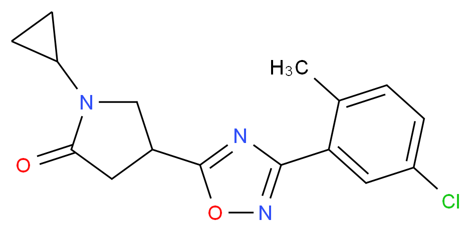 4-[3-(5-chloro-2-methylphenyl)-1,2,4-oxadiazol-5-yl]-1-cyclopropyl-2-pyrrolidinone_分子结构_CAS_)