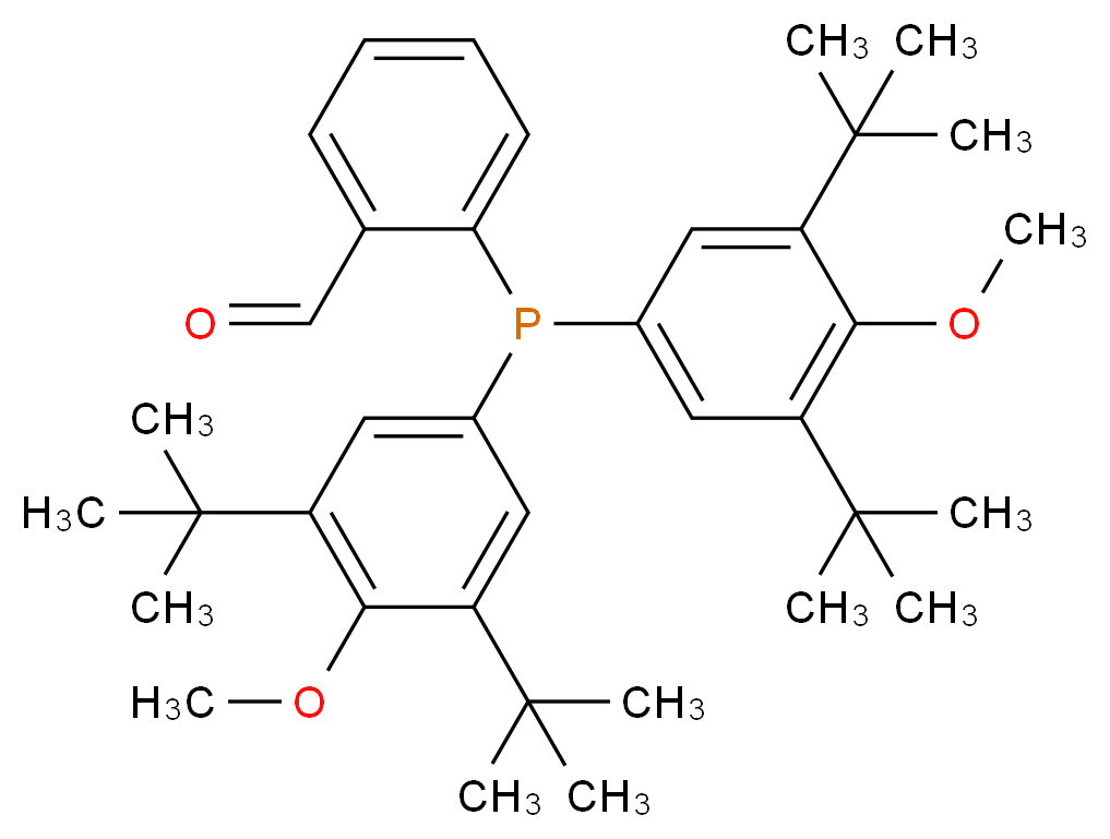 2-[bis(3,5-di-tert-butyl-4-methoxyphenyl)phosphanyl]benzaldehyde_分子结构_CAS_1202865-21-1