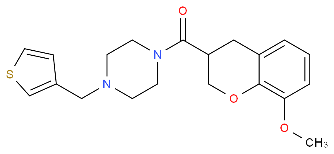 1-[(8-methoxy-3,4-dihydro-2H-chromen-3-yl)carbonyl]-4-(3-thienylmethyl)piperazine_分子结构_CAS_)
