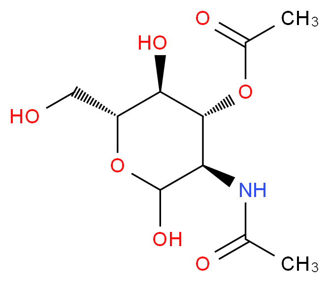 (3R,4R,5S,6R)-3-acetamido-2,5-dihydroxy-6-(hydroxymethyl)oxan-4-yl acetate_分子结构_CAS_51449-93-5