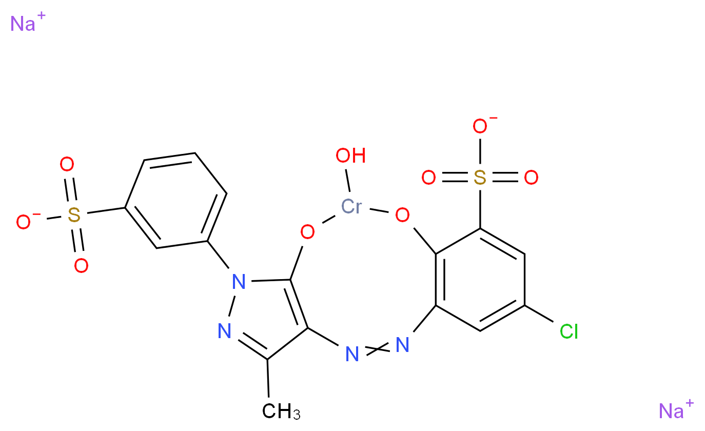 disodium 15-chloro-10-hydroxy-5-methyl-7-(3-sulfonatophenyl)-9,11-dioxa-2,3,6,7-tetraaza-10-chromatricyclo[10.4.0.0<sup>4</sup>,<sup>8</sup>]hexadeca-1(12),2,4(8),5,13,15-hexaene-13-sulfonate_分子结构_CAS_6408-31-7