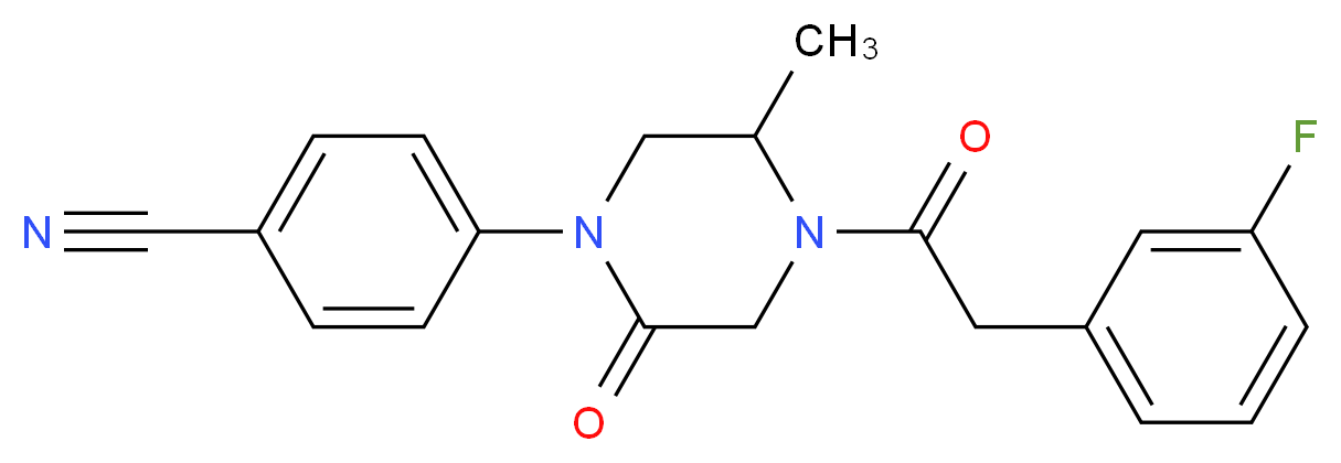 4-{4-[(3-fluorophenyl)acetyl]-5-methyl-2-oxo-1-piperazinyl}benzonitrile_分子结构_CAS_)