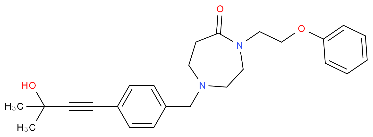 1-[4-(3-hydroxy-3-methyl-1-butyn-1-yl)benzyl]-4-(2-phenoxyethyl)-1,4-diazepan-5-one_分子结构_CAS_)
