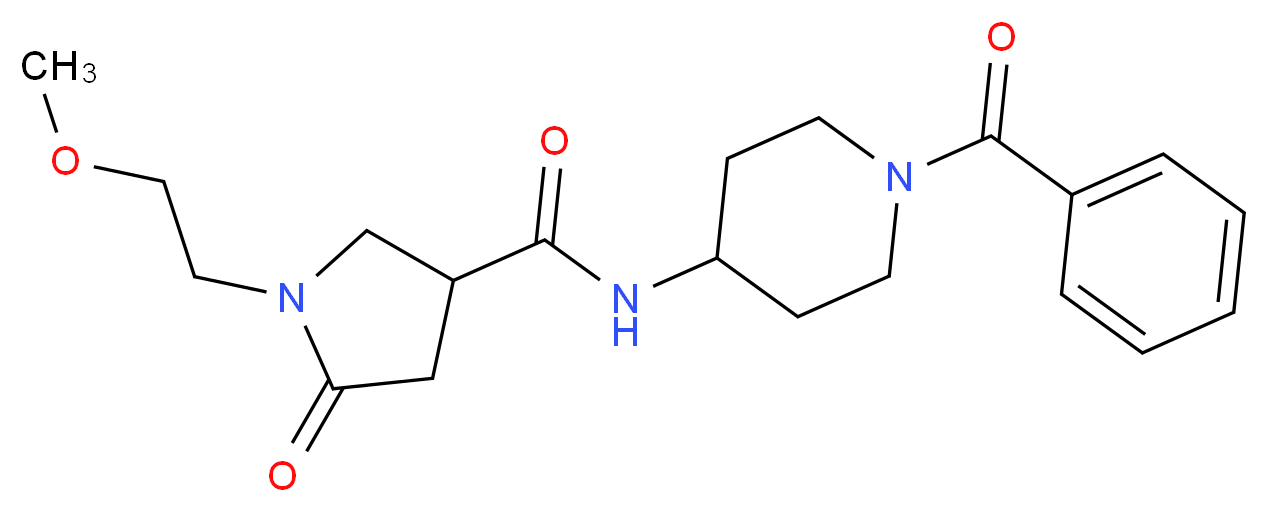 N-(1-benzoylpiperidin-4-yl)-1-(2-methoxyethyl)-5-oxopyrrolidine-3-carboxamide_分子结构_CAS_)